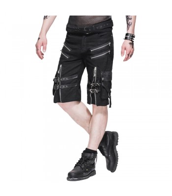 Men Steampunk Casual Short Belt Rock Zipper Summer Gothic Short Pant 